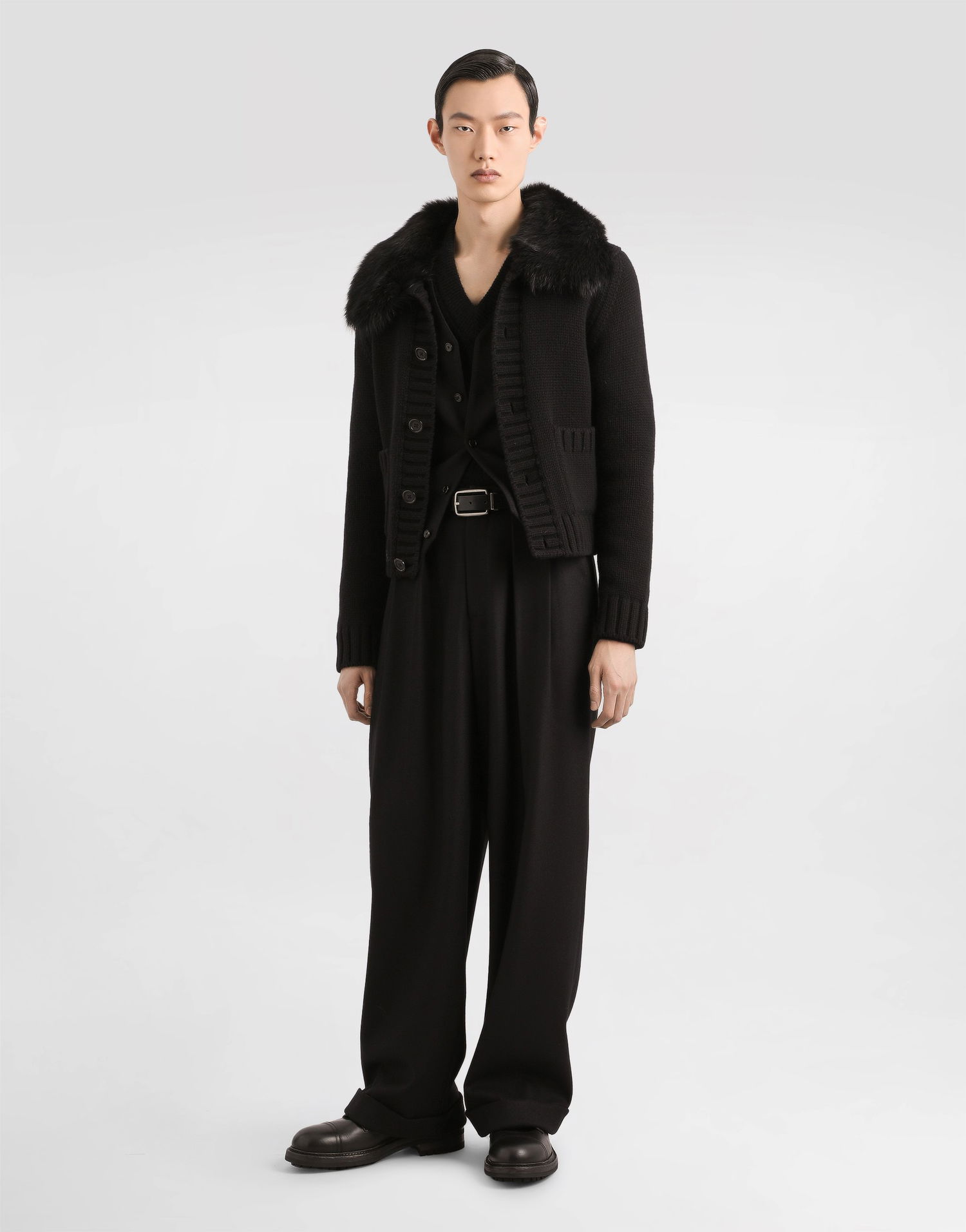 Яке Dolce & Gabbana Dolce & Gabbana Wool Jacket with Faux Fur Collar Черно | GXVD3ZJDVBZN0000, 1