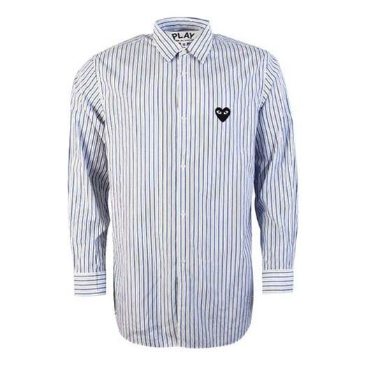 Риза Comme des Garçons COMME des GARÇONS PLAY Striped Shirt with Black Heart Emblem Синьо | AZ-B005-051-1, 0