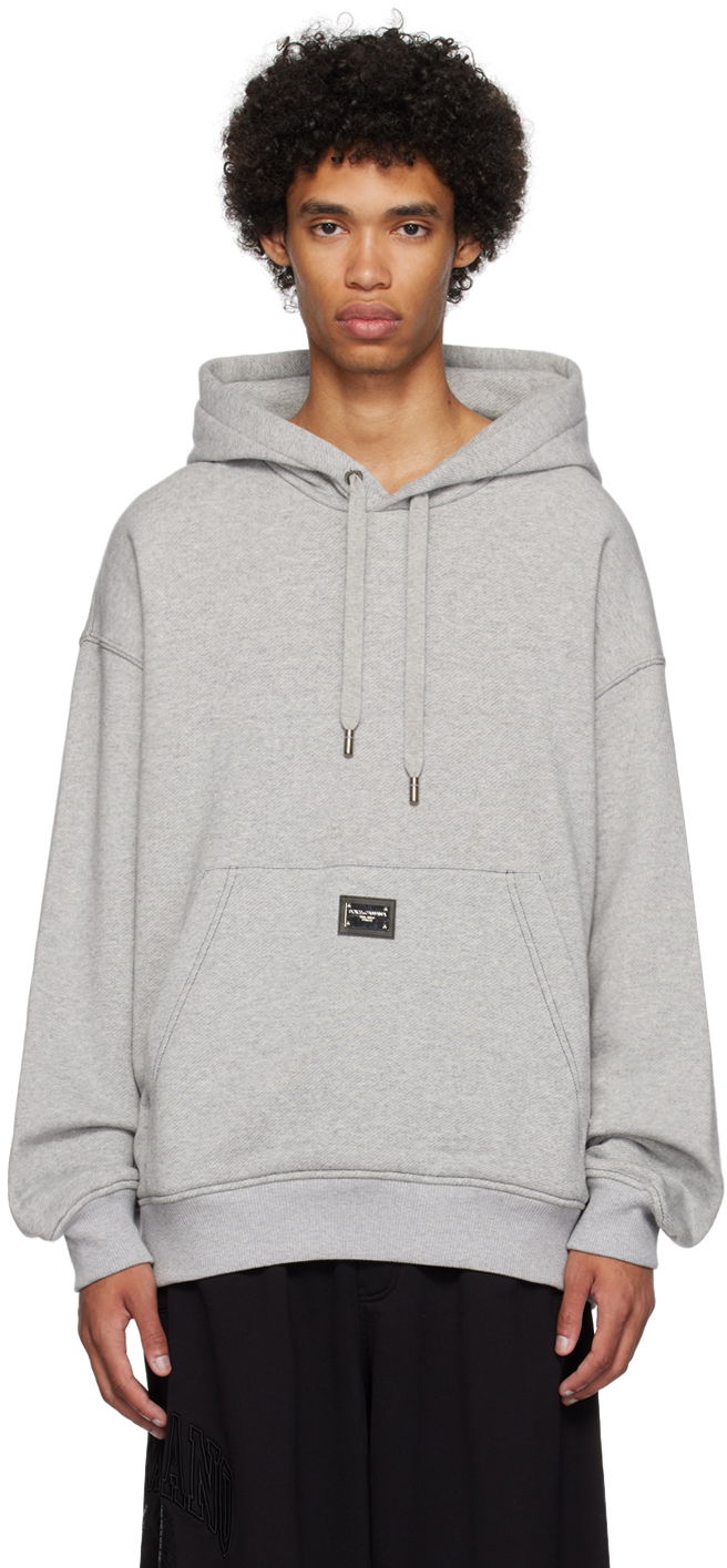 Суитчър Dolce & Gabbana Gray Plaque Hoodie Сиво | G9ZX9THU7NR