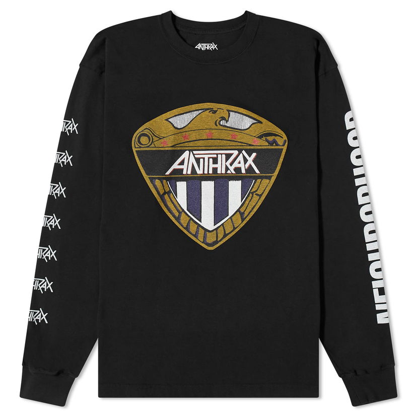 Тениска Neighborhood Long Sleeve Anthrax Shield T-Shirt Черно | 232PCNH-LT02S-BLK