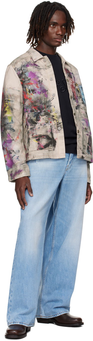 Яке Acne Studios Acne Studios Trompe L'Oeil Print Denim Jacket Бежово | B90859-, 3