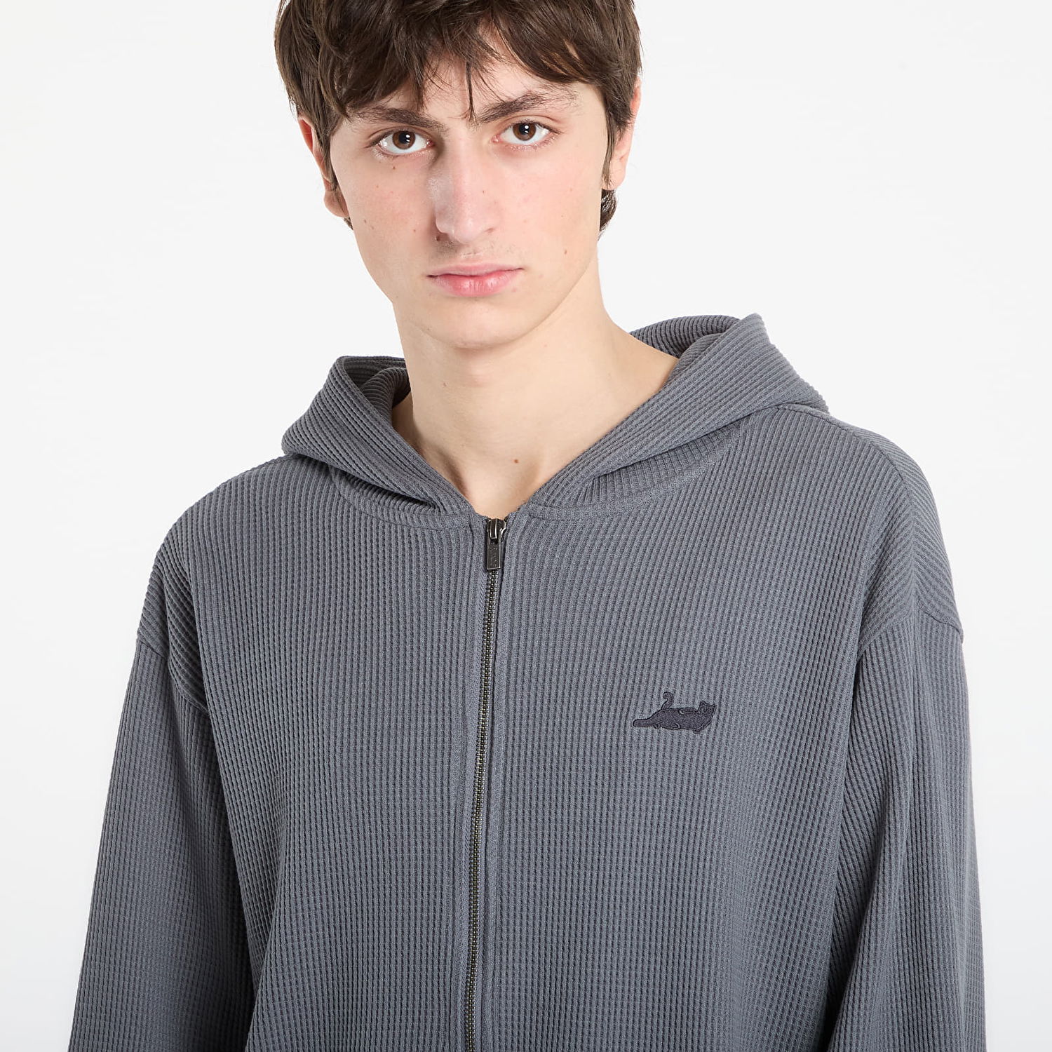 Суитчър RIPNDIP Castanza Waffle Knit Zip Up Hoodie Сиво | RNDBASIC269, 1