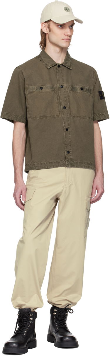 Риза Stone Island Stone Island Brushed Organic Cotton Canvas Shirt Зелено | K1S15 1200029 S00WN, 4
