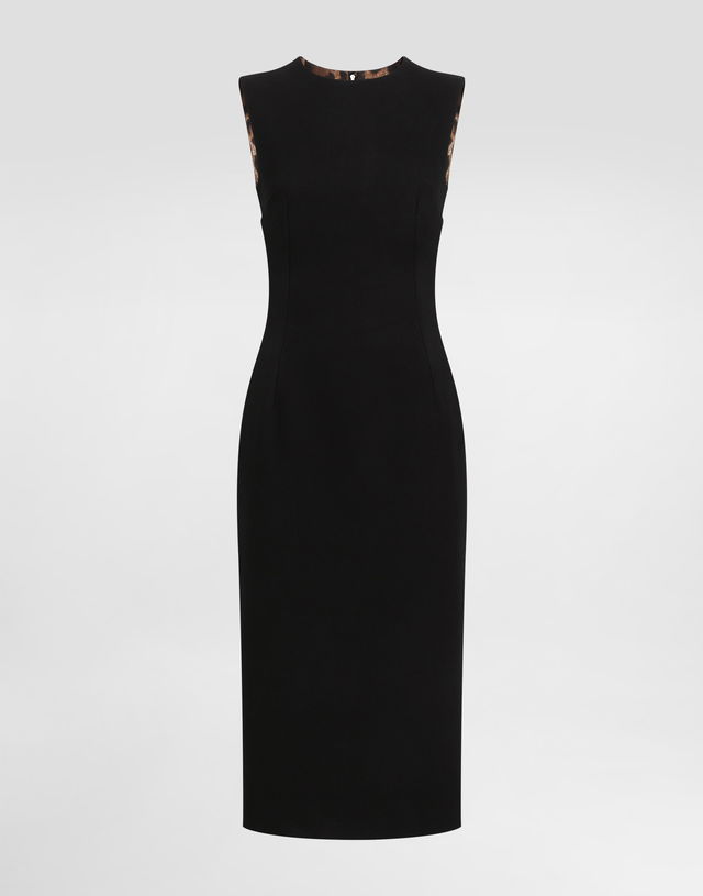 Dolce & Gabbana Wool Sleeveless Dress with Leopard Print Detail