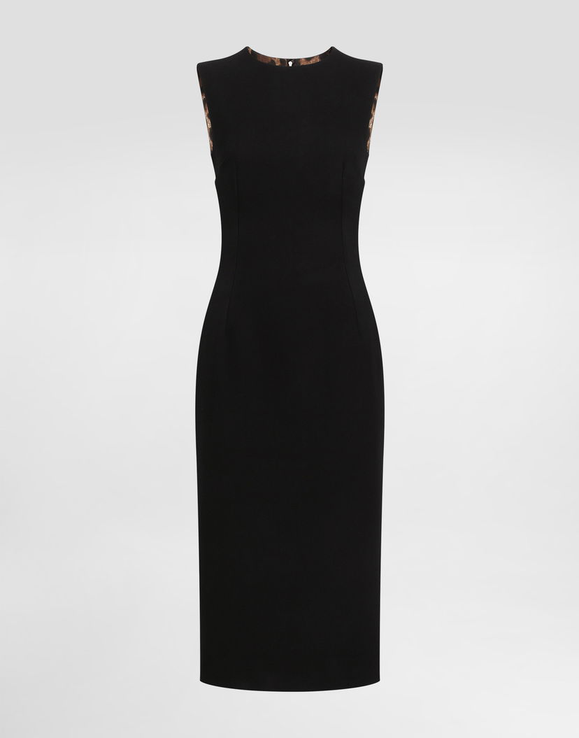 Pокля Dolce & Gabbana Dolce & Gabbana Wool Sleeveless Dress with Leopard Print Detail Черно | F6GASTGDCSXN0000