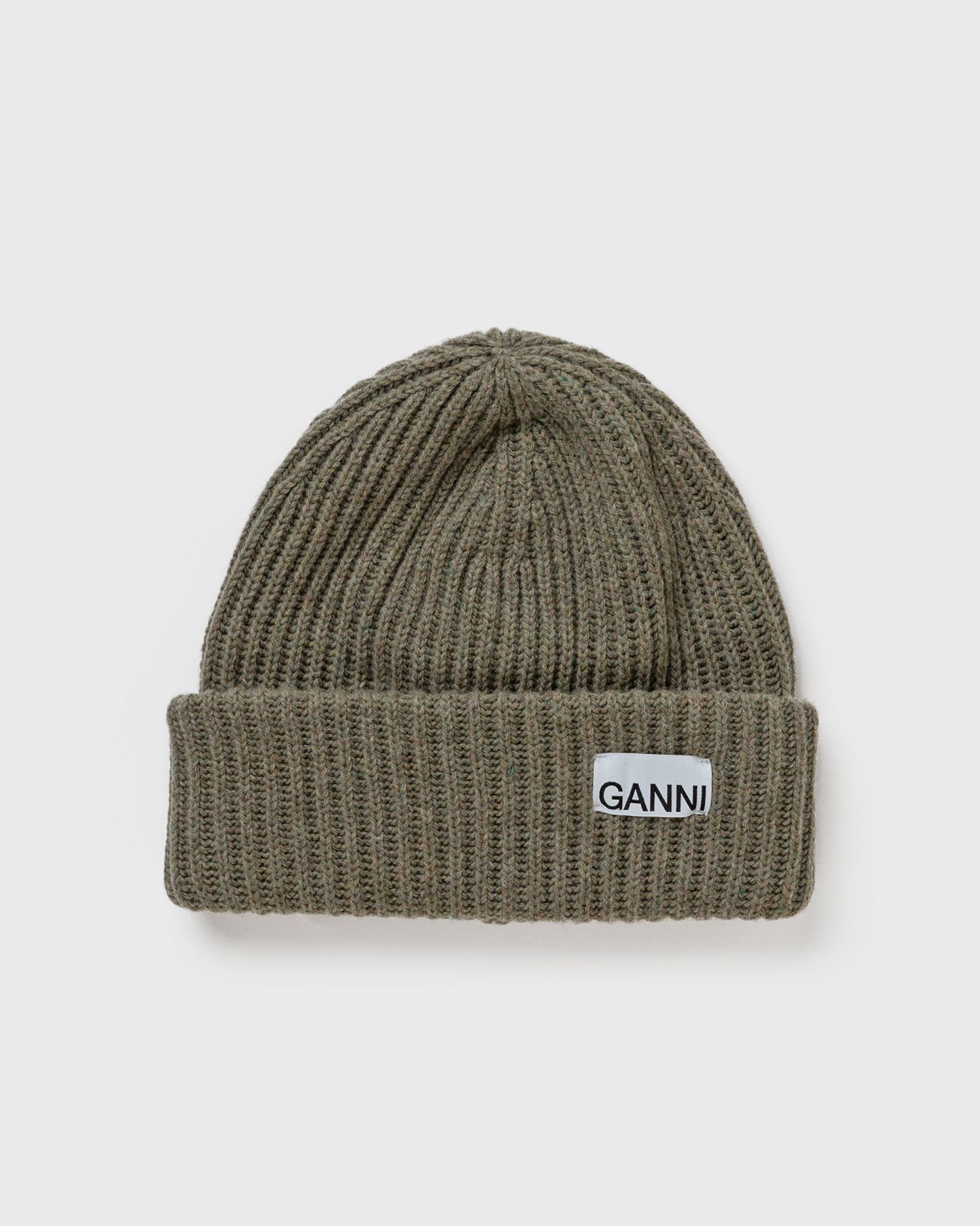 Шапка GANNI Structured Rib Beanie Зелено | 5714667455077, 0