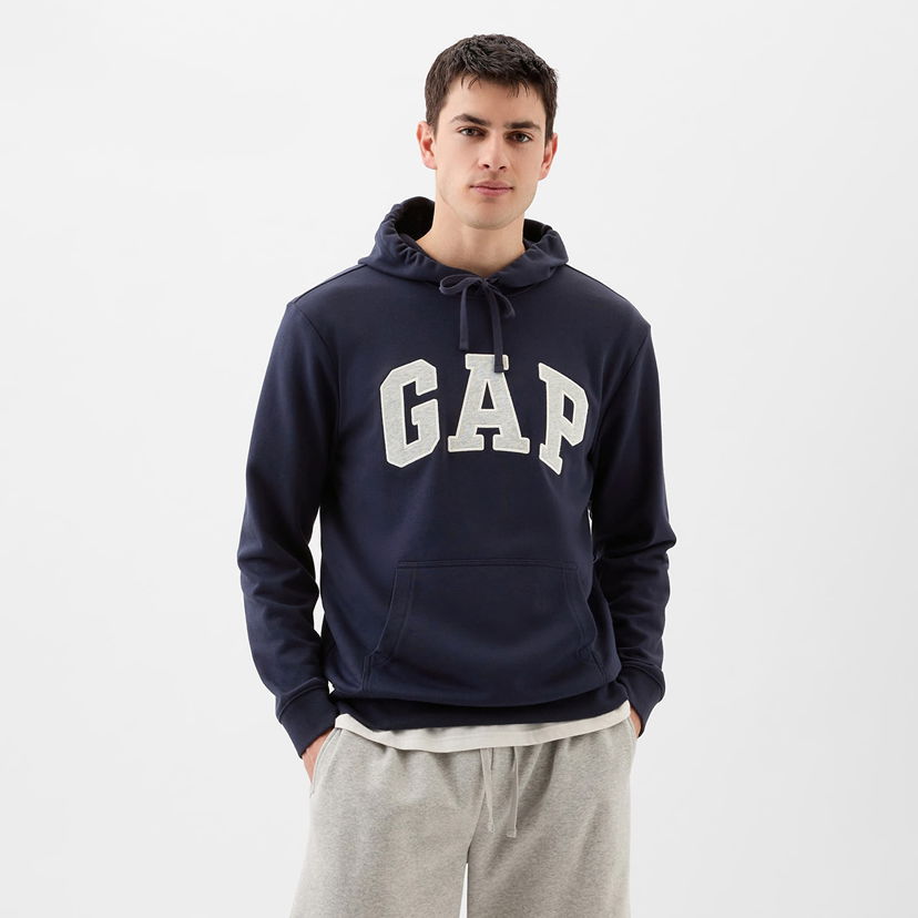 Суитчър GAP French Terry Pullover Logo Hoodie Tapestry Navy Тъмно синьо | 868453-01