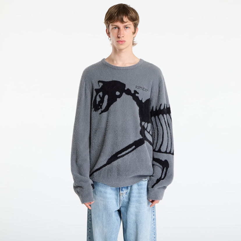 Пуловер RIPNDIP RIPNDIP Fossil Mohair Knit Sweater Сиво | RNDFALL25102