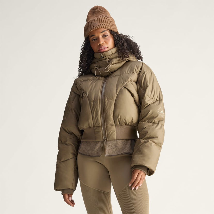 Пухо яке adidas Performance Cropped Padded Winter Jacket by Stella McCartney Зелено | JM3652