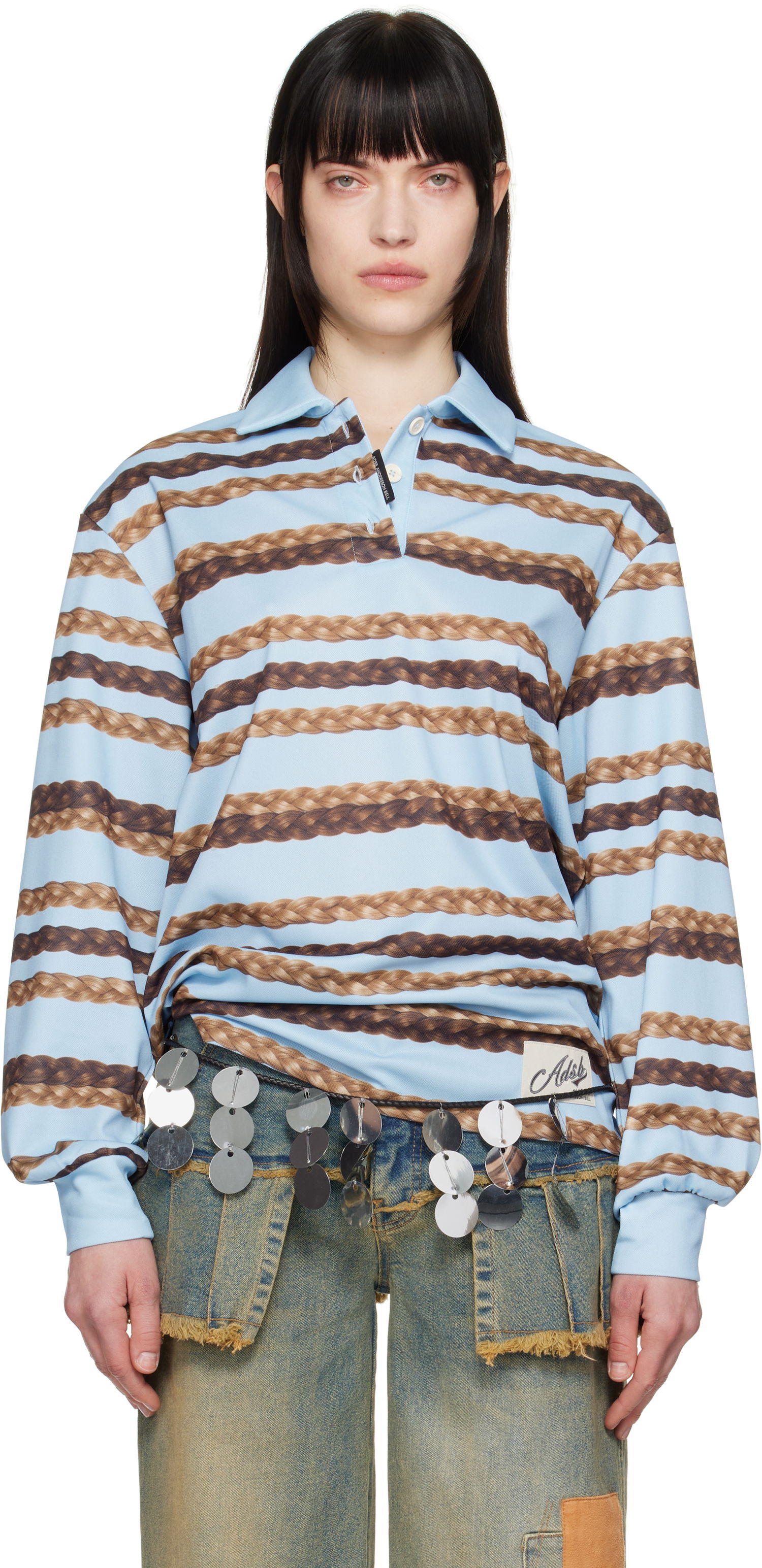Поло тениска Andersson Bell Andersson Bell Hair Braid Stripe Polo Синьо | atb1264w, 0