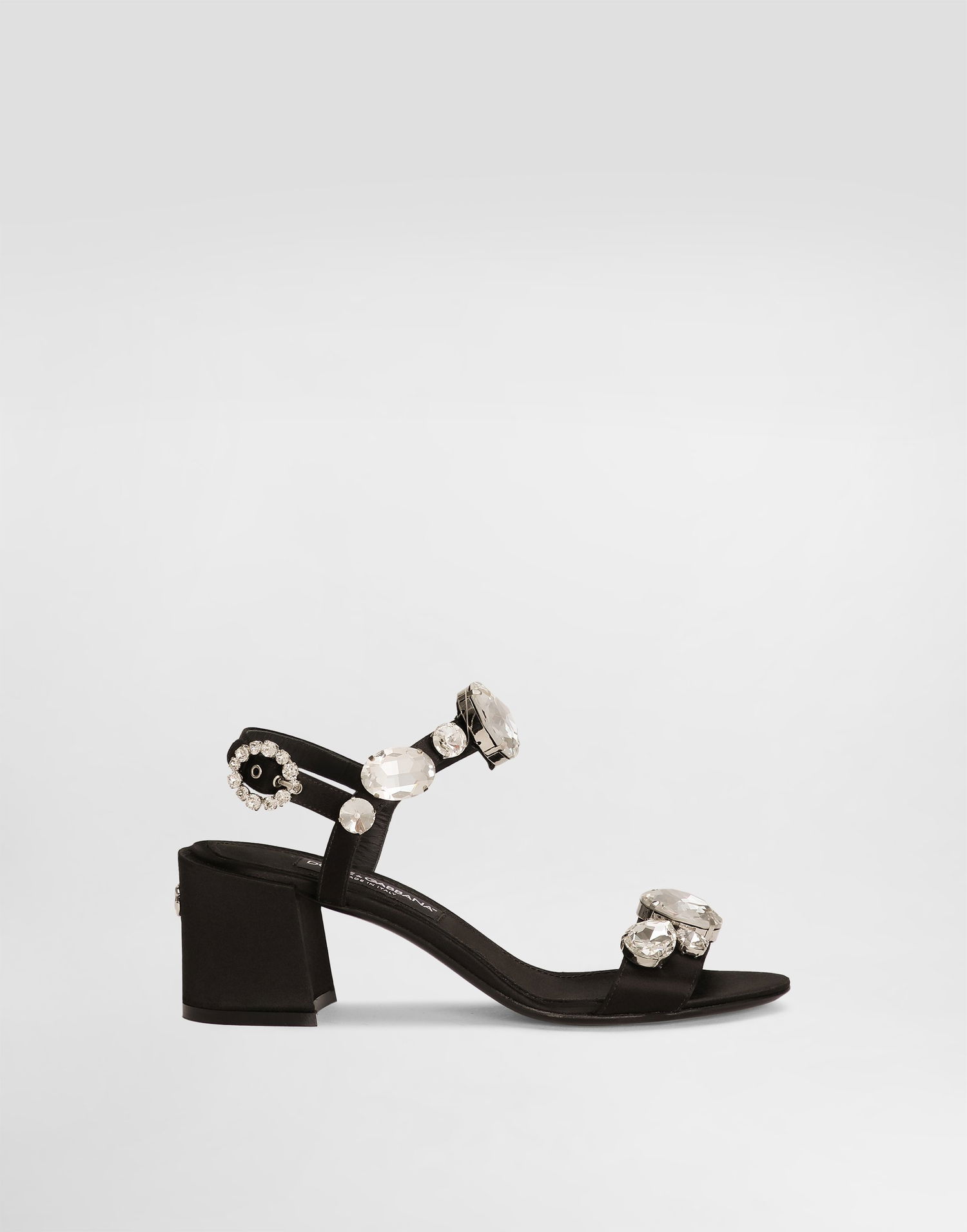 Кецове и обувки Dolce & Gabbana Satin Sandals With Gemstone Embellishment Черно | CR1801A9T438S488, 0