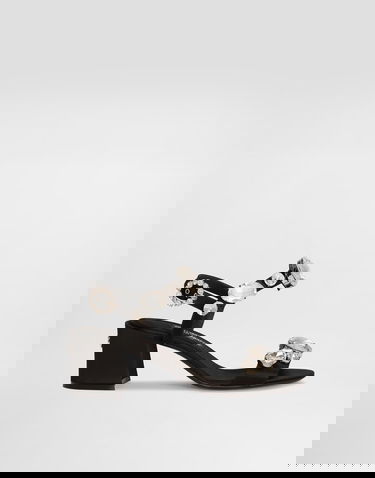 Кецове и обувки Dolce & Gabbana Satin Sandals With Gemstone Embellishment Черно | CR1801A9T438S488, 0