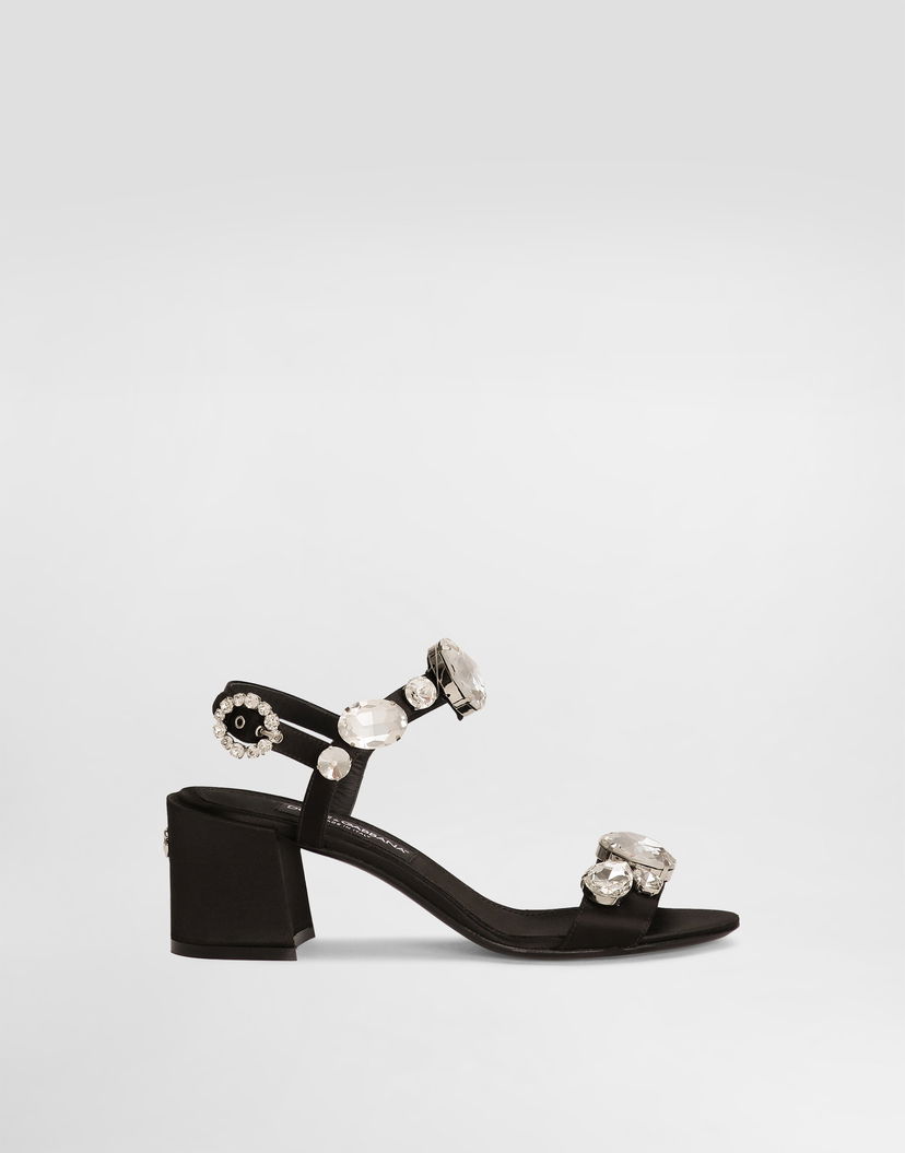 Кецове и обувки Dolce & Gabbana Satin Sandals With Gemstone Embellishment Черно | CR1801A9T438S488