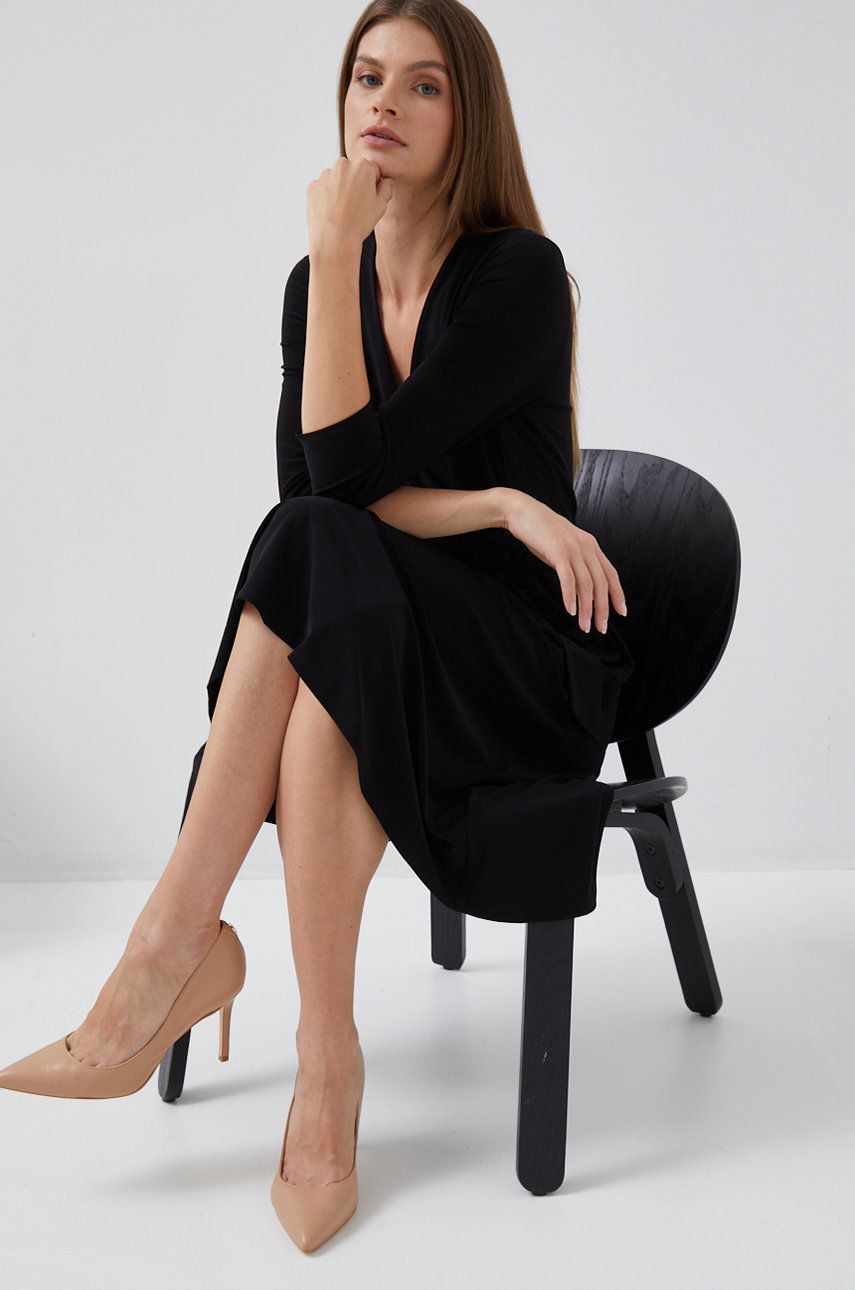 Pокля Polo by Ralph Lauren Carlyna Wrap Front V-Neck 3/4 Sleeve Jersey Dress Черно | 250769904004, 0