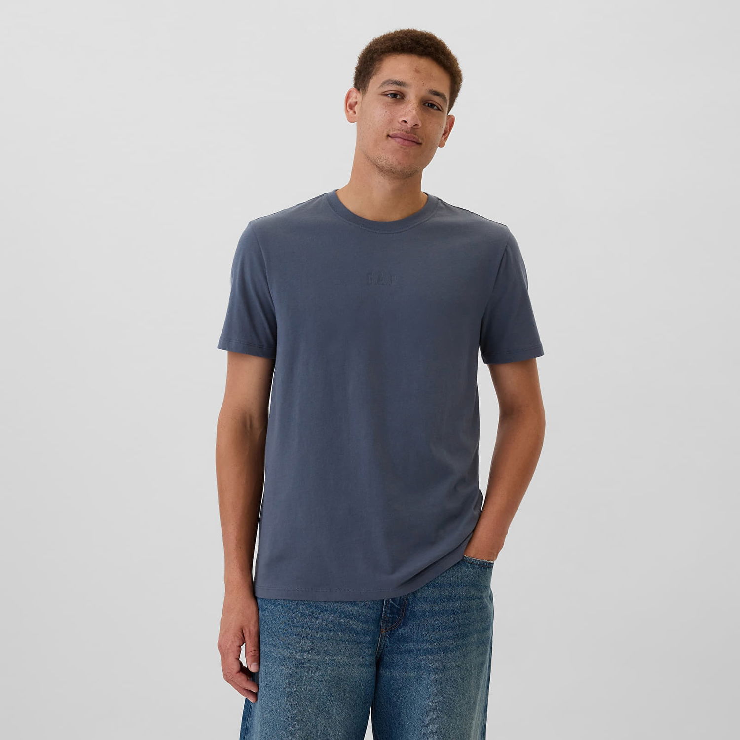Тениска GAP T-shirt Mini Logo Tee Deep Sailor Blue S Сиво | 542248-00, 0