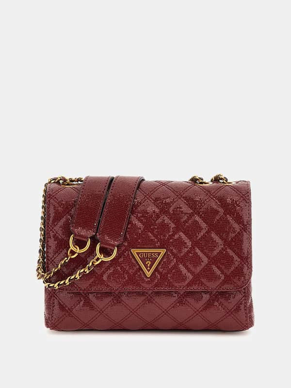 Чанта през рамо GUESS Quilted Crossbody Bag Бургунди | HWQK8748200