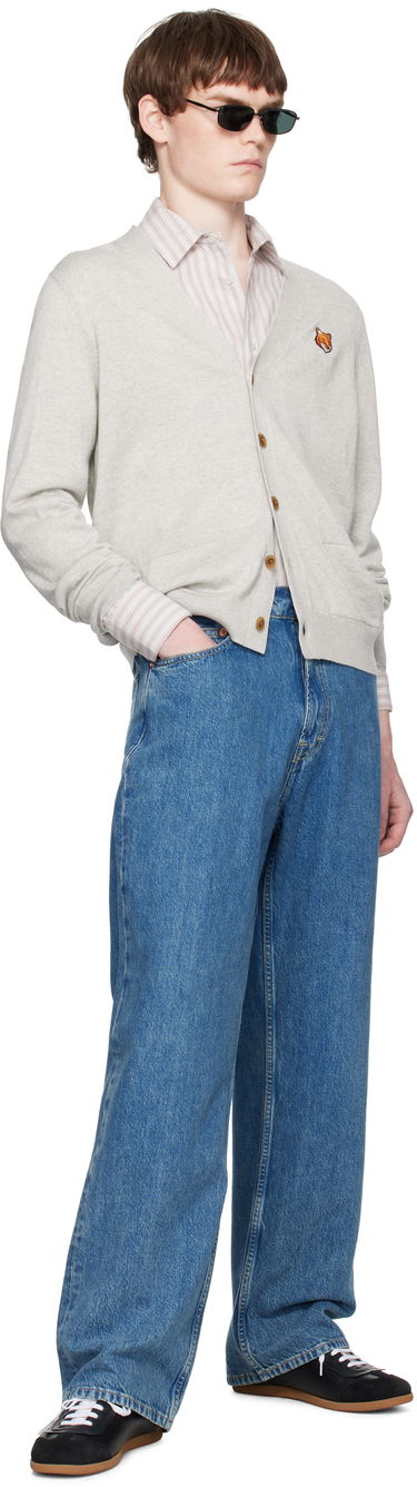 Пуловер MAISON KITSUNÉ Maison Kitsuné Fox Head Patch Cardigan Сиво | PM00501KT1181, 3