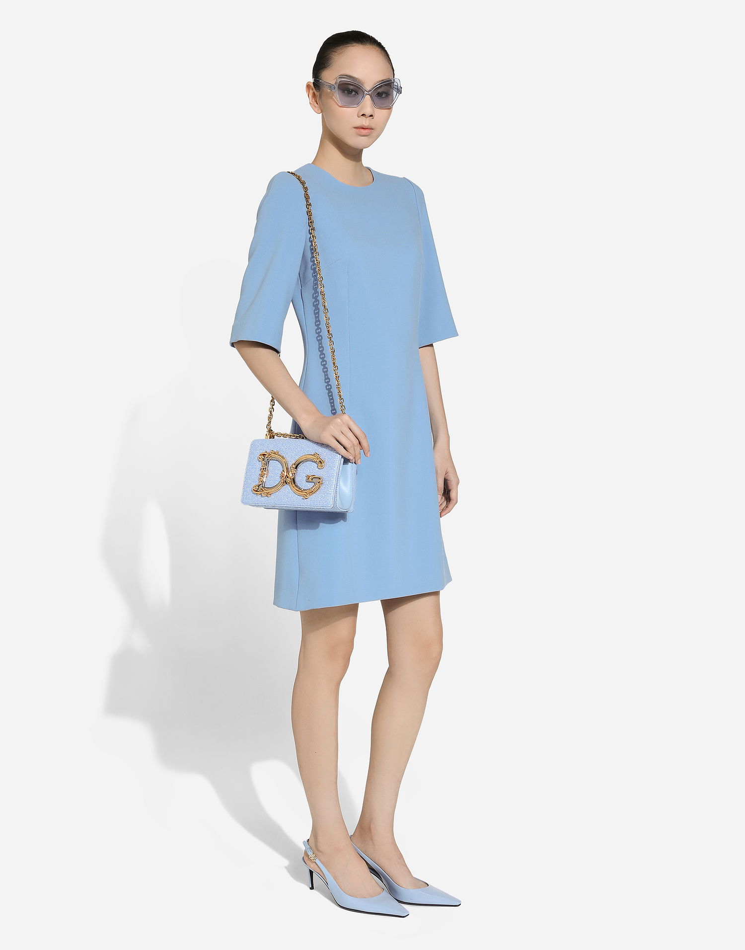 Чанта през рамо Dolce & Gabbana Medium Shoulder Bag with Metal Logo Синьо | BB6498AV88480789, 1