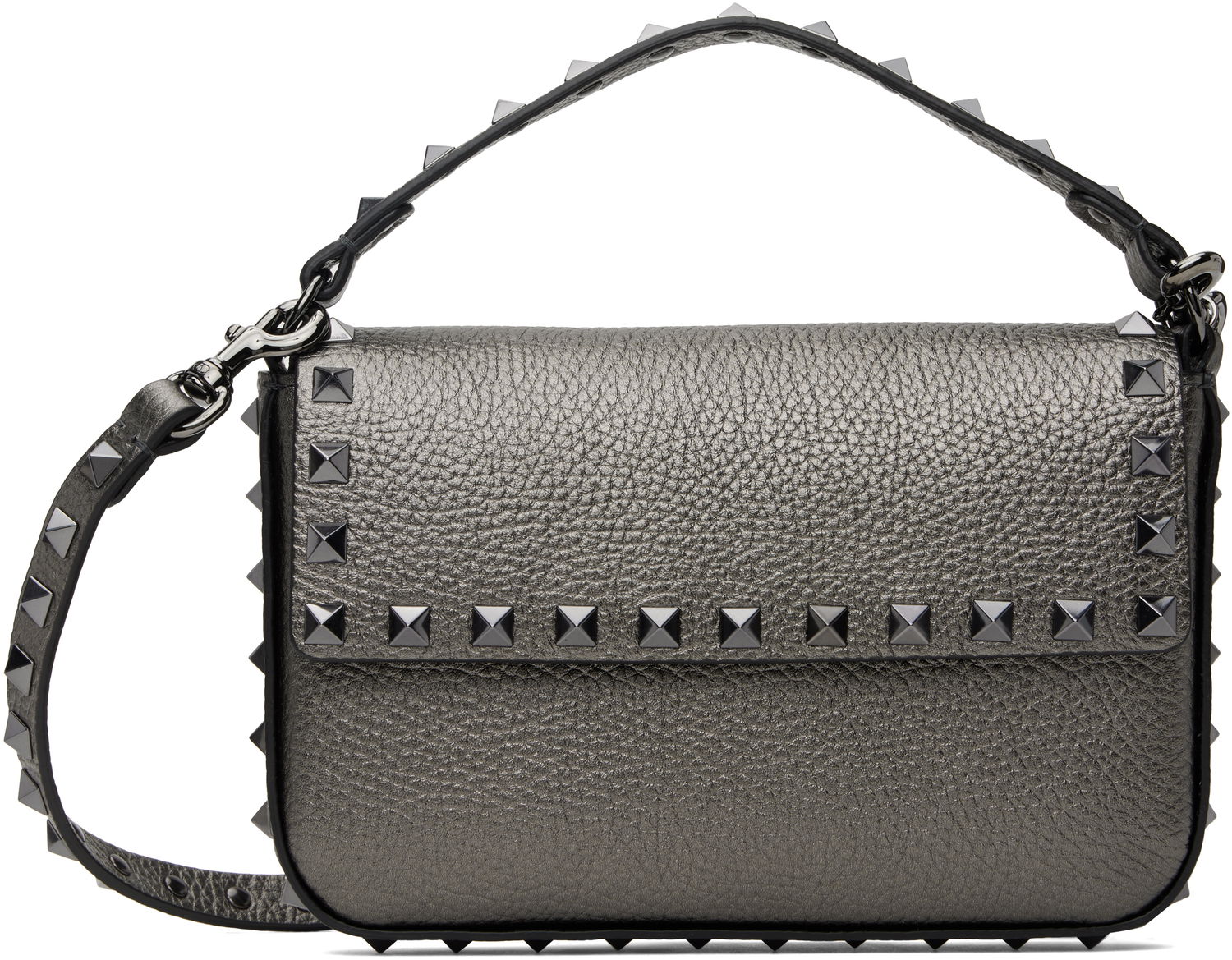 Дамска чанта Valentino Mini Calf Leather Studs Bag Сиво | 5W0P0W07LIF, 0
