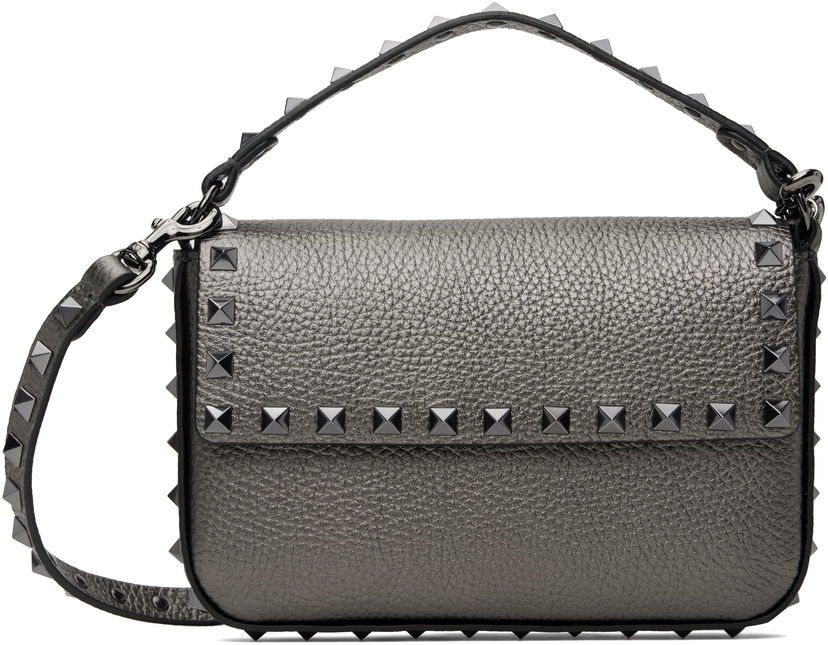 Дамска чанта Valentino Mini Calf Leather Studs Bag Сиво | 5W0P0W07LIF