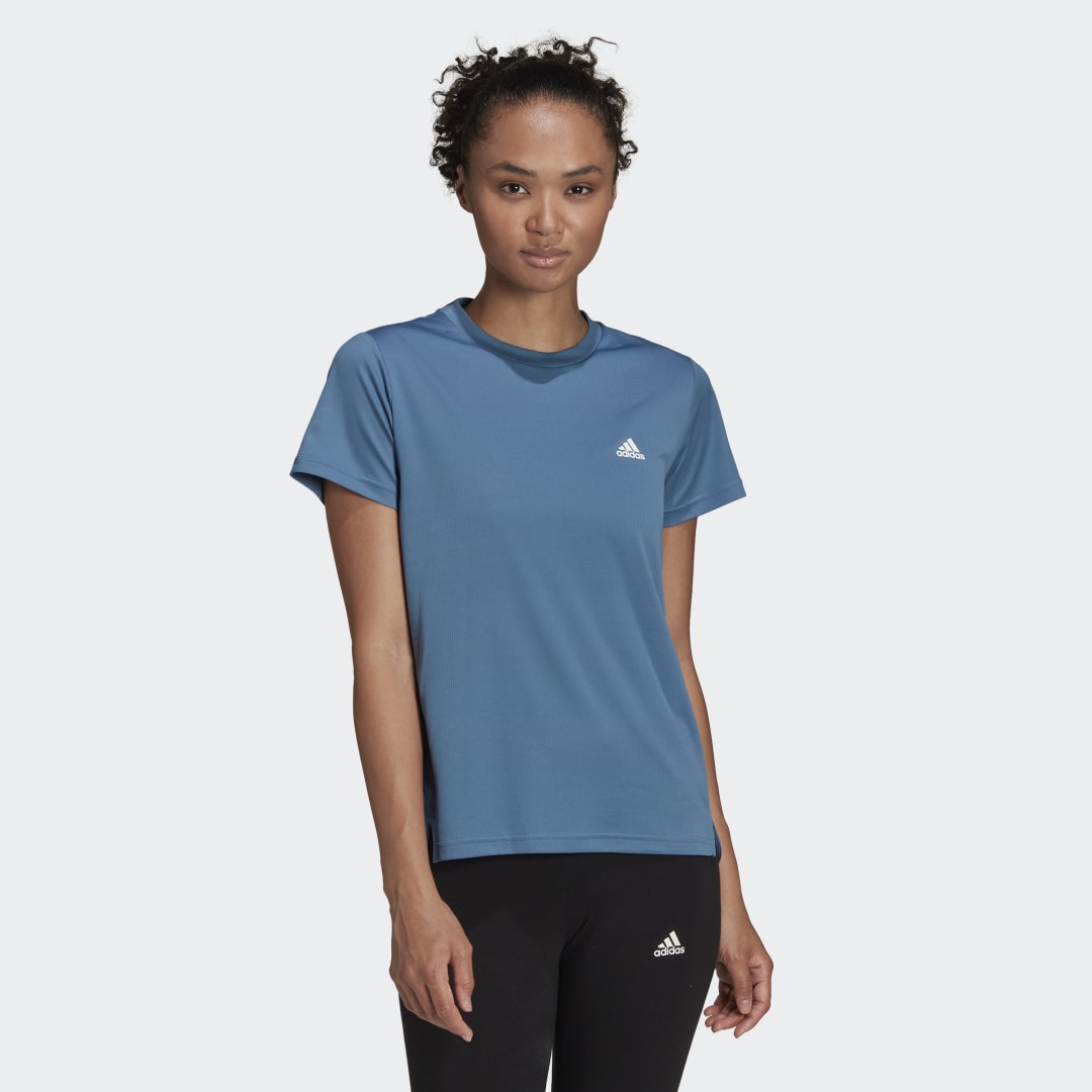 Тениска adidas Originals AEROREADY Designed 2 Move 3-Stripes Sport Tee Синьо | HD9376, 0