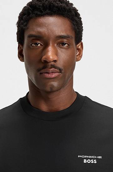 Тениска BOSS Porsche x BOSS Targa Mercerized Cotton T-Shirt Черно | 50543200, 1