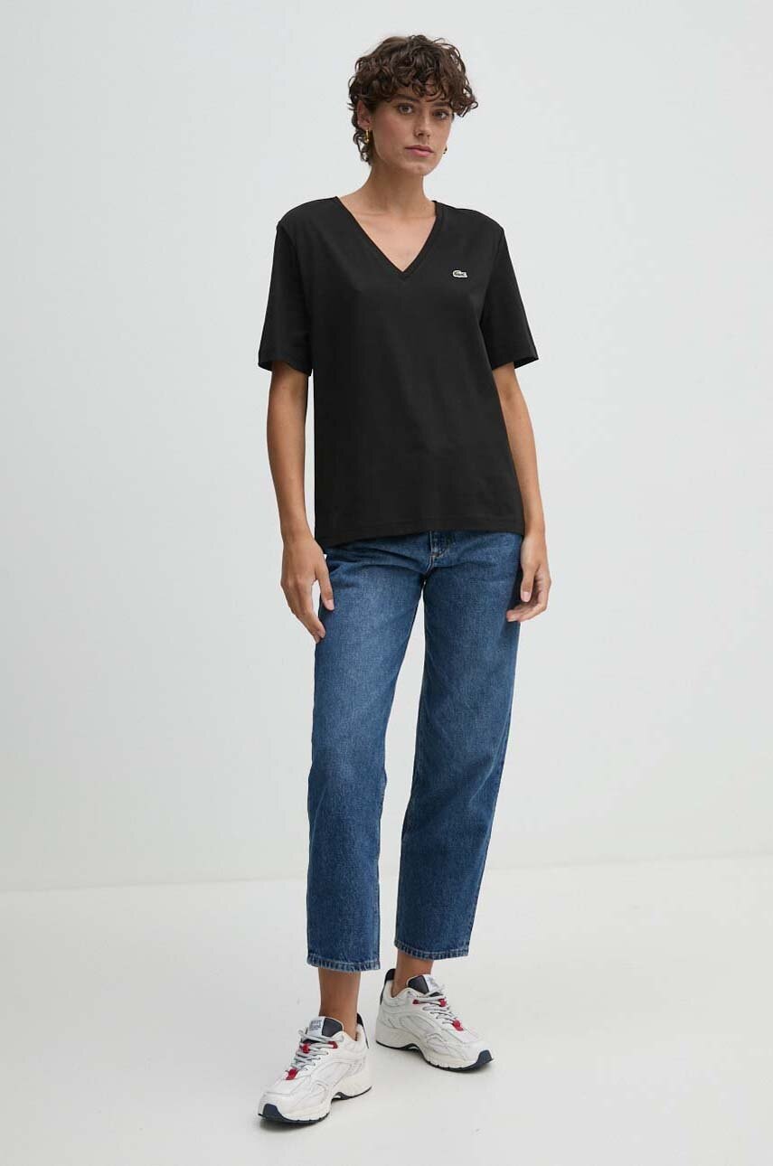 Тениска Lacoste Lacoste V-Neck T-Shirt Черно | TF7300, 1