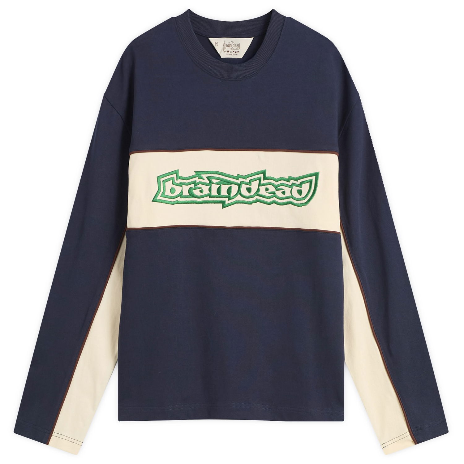 Тениска Brain Dead Heavyweight Panelled Long Sleeve T-Shirt Тъмно синьо | BDF25T010045-NVY, 1