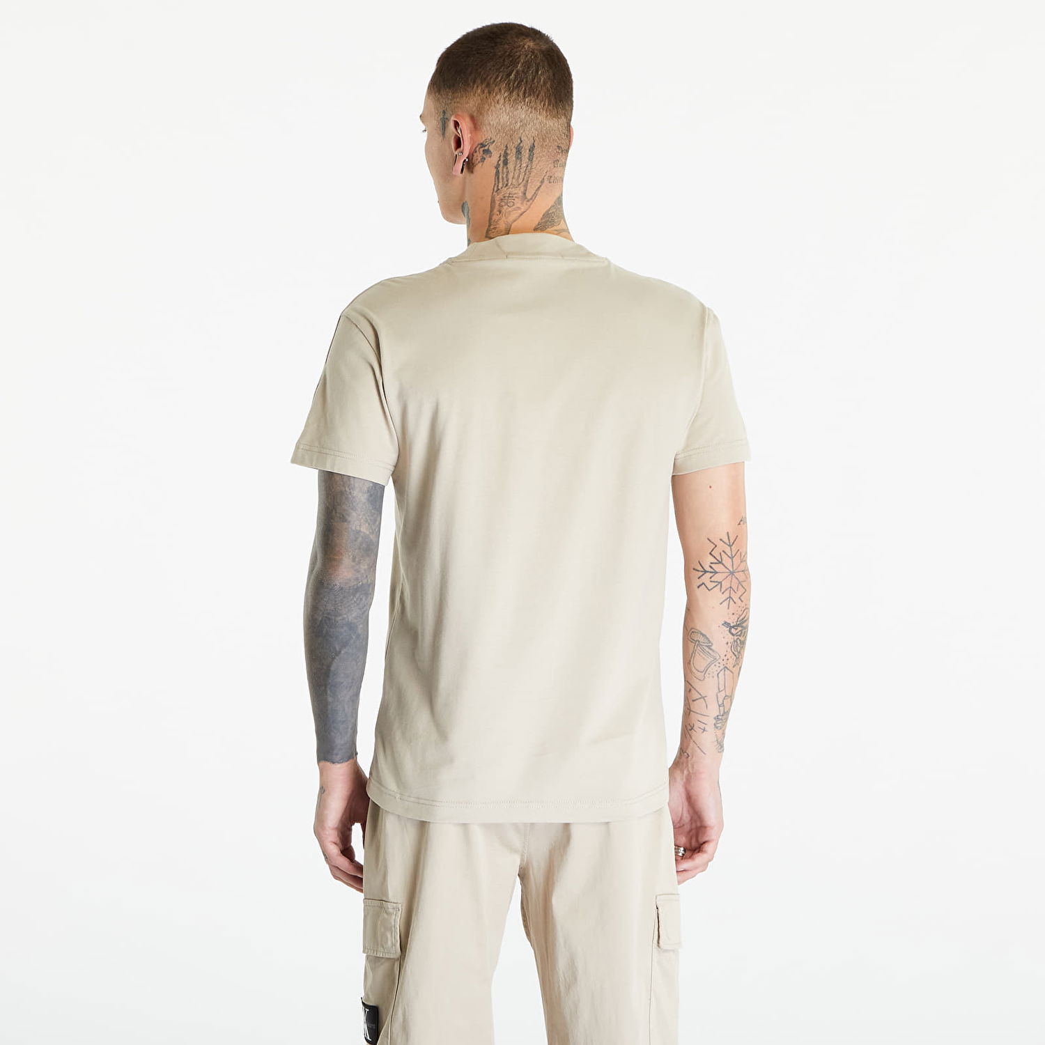 Тениска CALVIN KLEIN Jeans Woven Tab Short Sleeve Tee Plaza Taupe Бежово | J30J324530 PED, 1