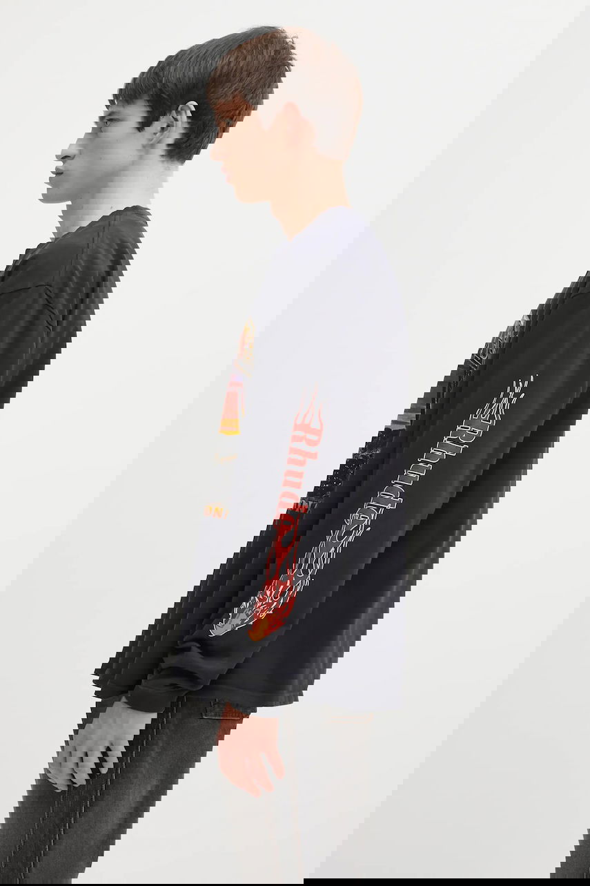 Тениска Rhude Mesa Stallion Long-Sleeved T-Shirt with Graphic Print Черно | RHFW25TT08012, 1