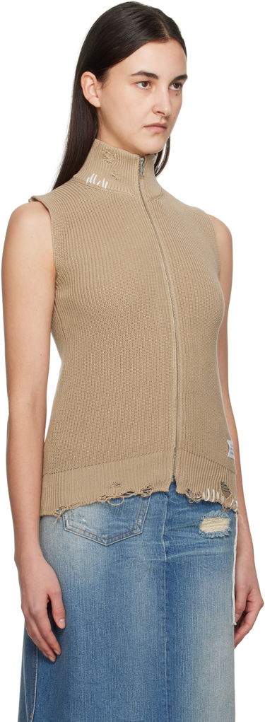 Пуловер Maison Margiela MM6 Maison Margiela Eaten Knit Zip-Up Vest Бежово | S52FB0095 M13089, 1