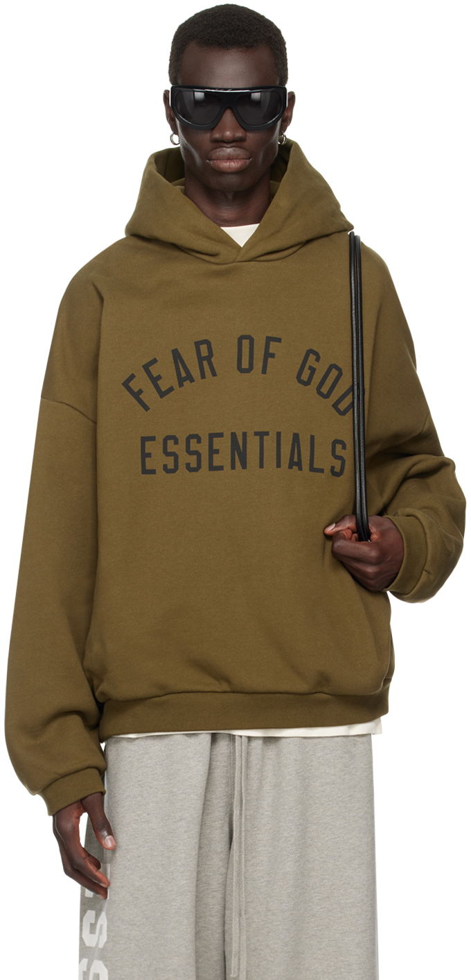 Суитчър Fear of God Essentials Printed Logo Hoodie Зелено | 192BT246254F