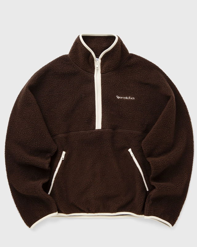 Serif Logo Sherpa Quarter Zip Fleece Jacket