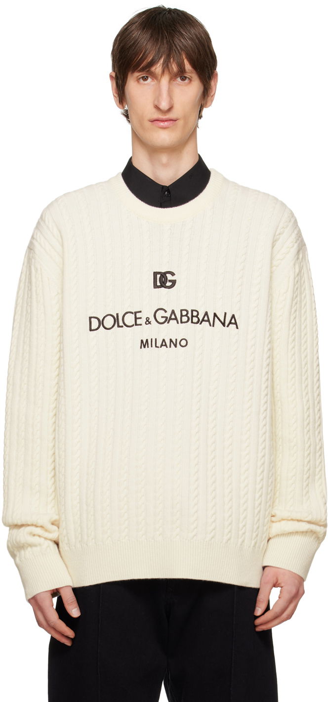 Пуловер Dolce & Gabbana Girocollo Sweater "Off-White" Бежово | GXX09ZJCVS3