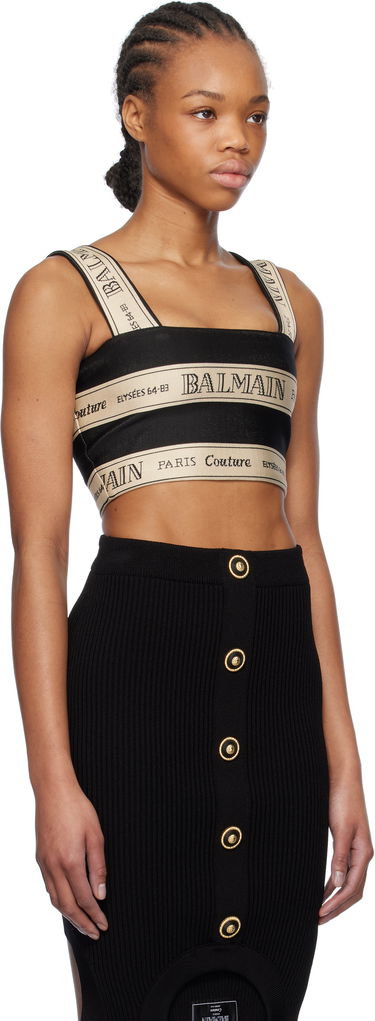 Пола Balmain Balmain Ribbon Jacquard Crop Top Черно | EF1AA370JJ95, 1