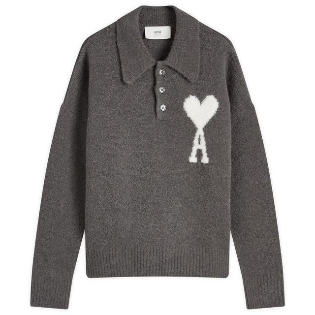 A Heart Knitted Polo Dark Grey