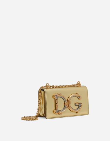 Дамска чанта Dolce & Gabbana Dolce & Gabbana DG Girls Nappa Leather Phone Bag Металик | BI1416AW12189869, 2