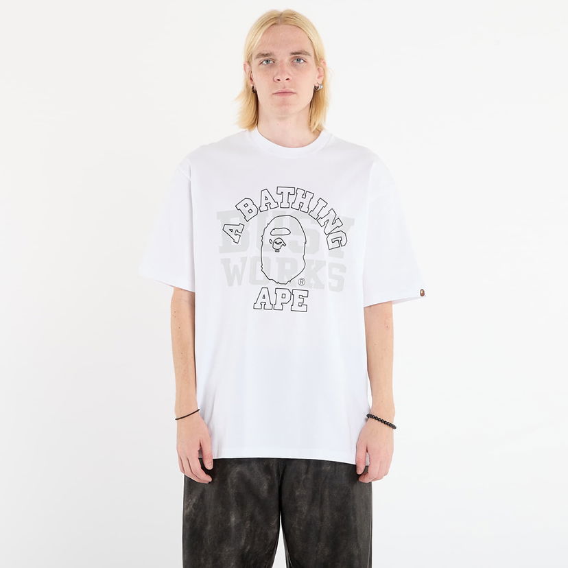 Тениска BAPE College Relaxed Fit T-Shirt Бяло | 001TEL801328MWHT