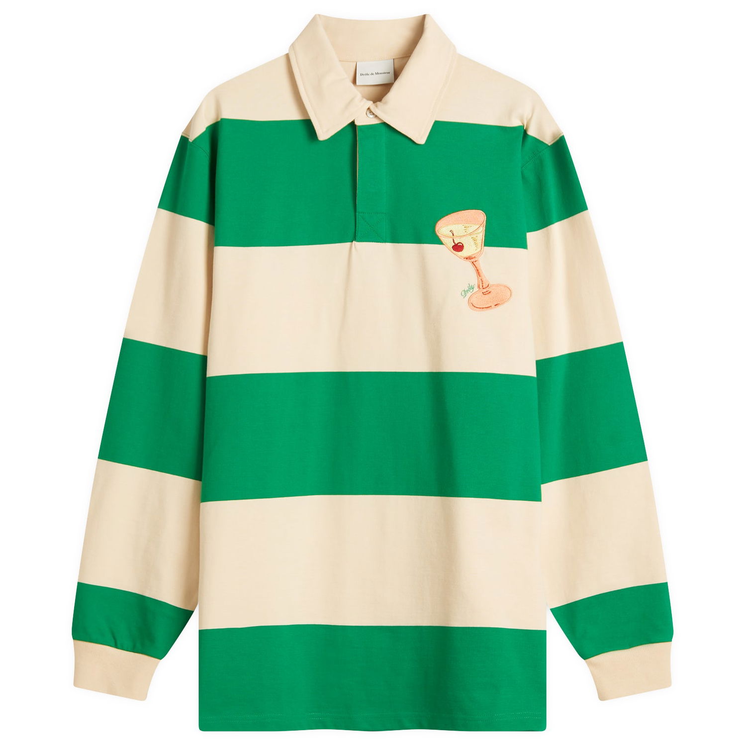 Поло тениска Drôle de Monsieur Drôle de Monsieur Cocktail Stripe Rugby Polo Зелено | G-PL148-CO161-GN, 0