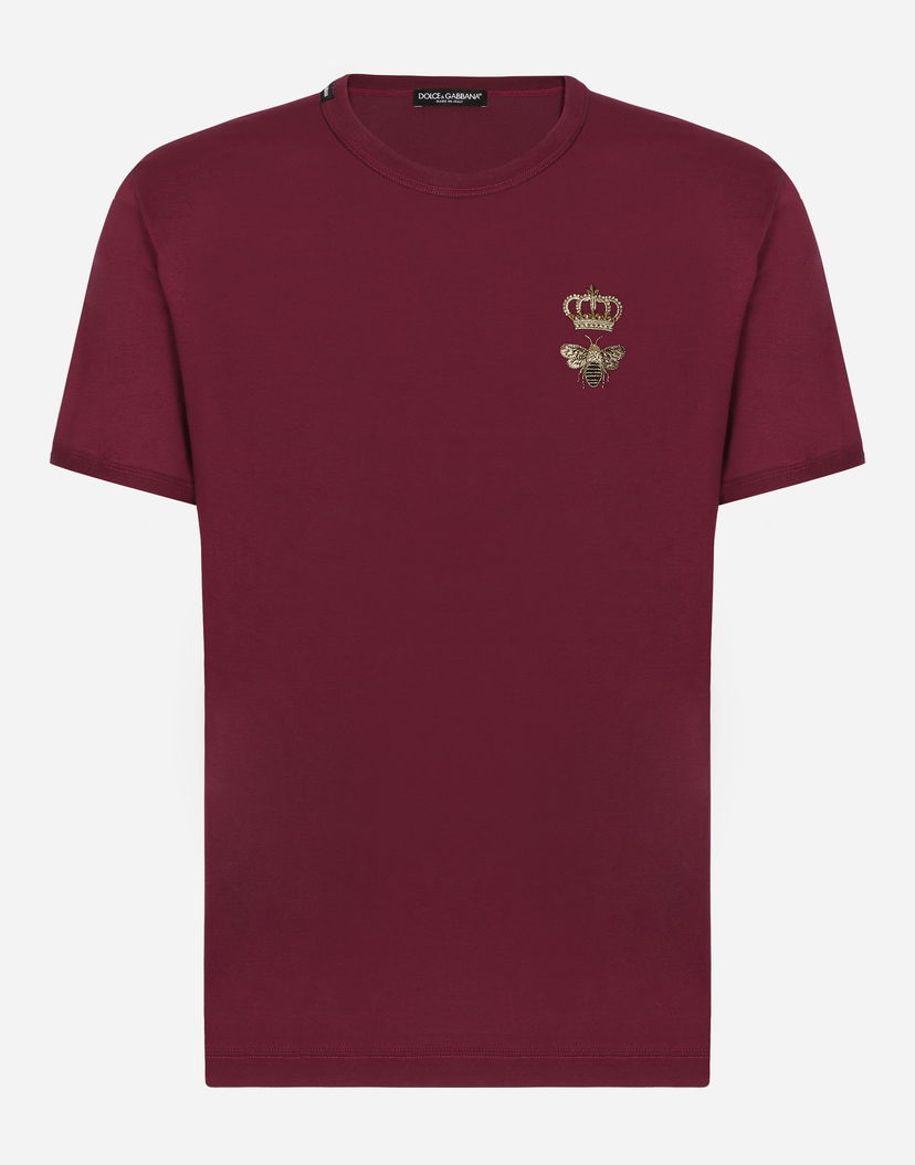 Тениска Dolce & Gabbana Cotton T-shirt With Embroidery - Man T-shirts And Polos Burgundy Бургунди | G8PV1ZG7WUQR0108