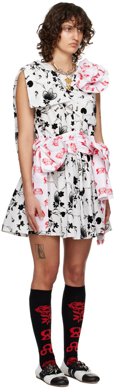Pокля Chopova Lowena Floral Print Asymmetric Minidress Бяло | 1277, 1