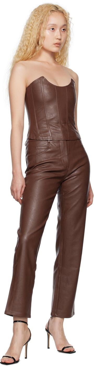 Потник Miaou Miaou Leia Faux-Leather Corset Tank Top Кафяво | 701O-CL-BRL, 3