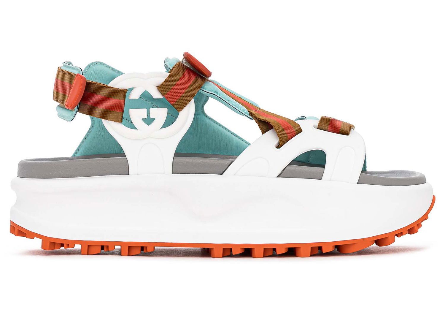 Кецове и обувки Gucci Colour Block Platform Sandal White Blue Orange (Women's) Бяло | 695461 9B310 3961, 0