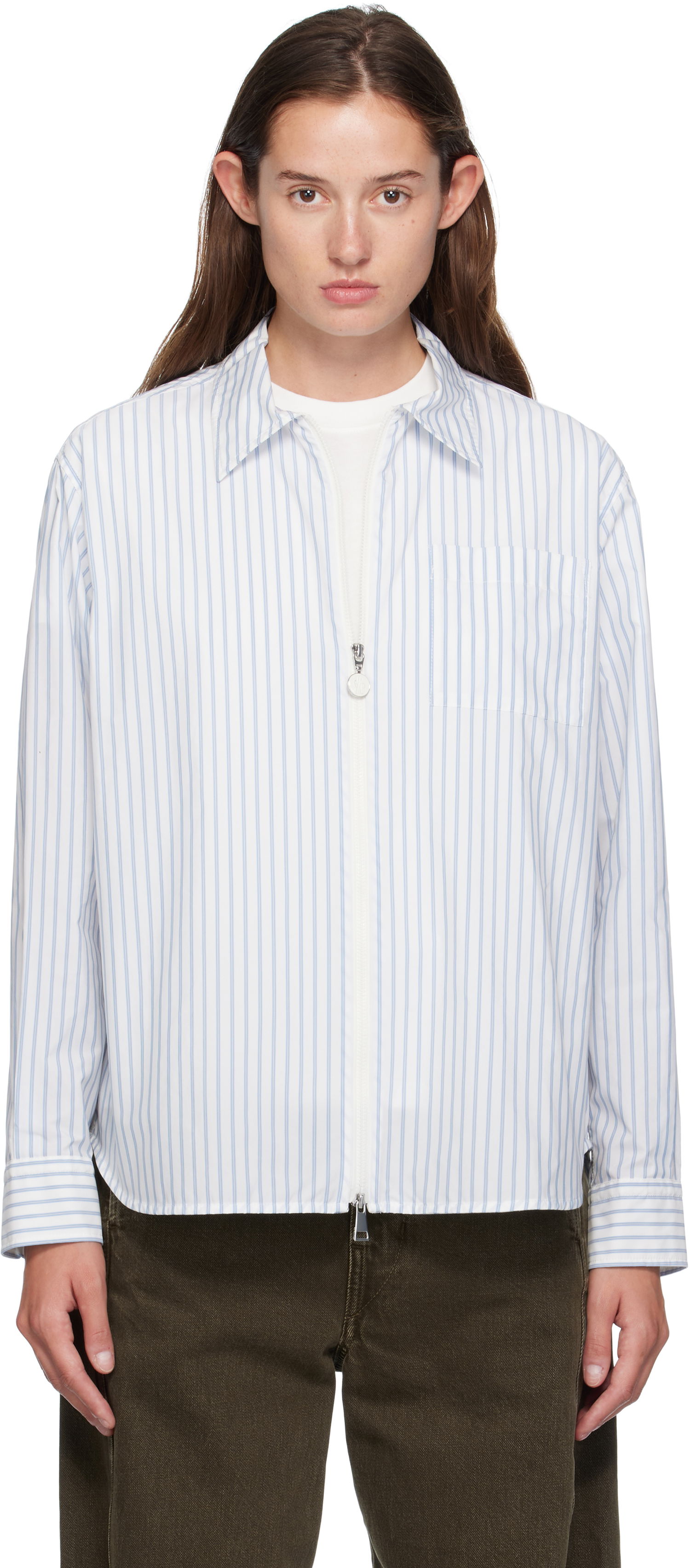 Риза Moncler Moncler Striped Zip Shirt Бяло | K20932F00016598S1, 0