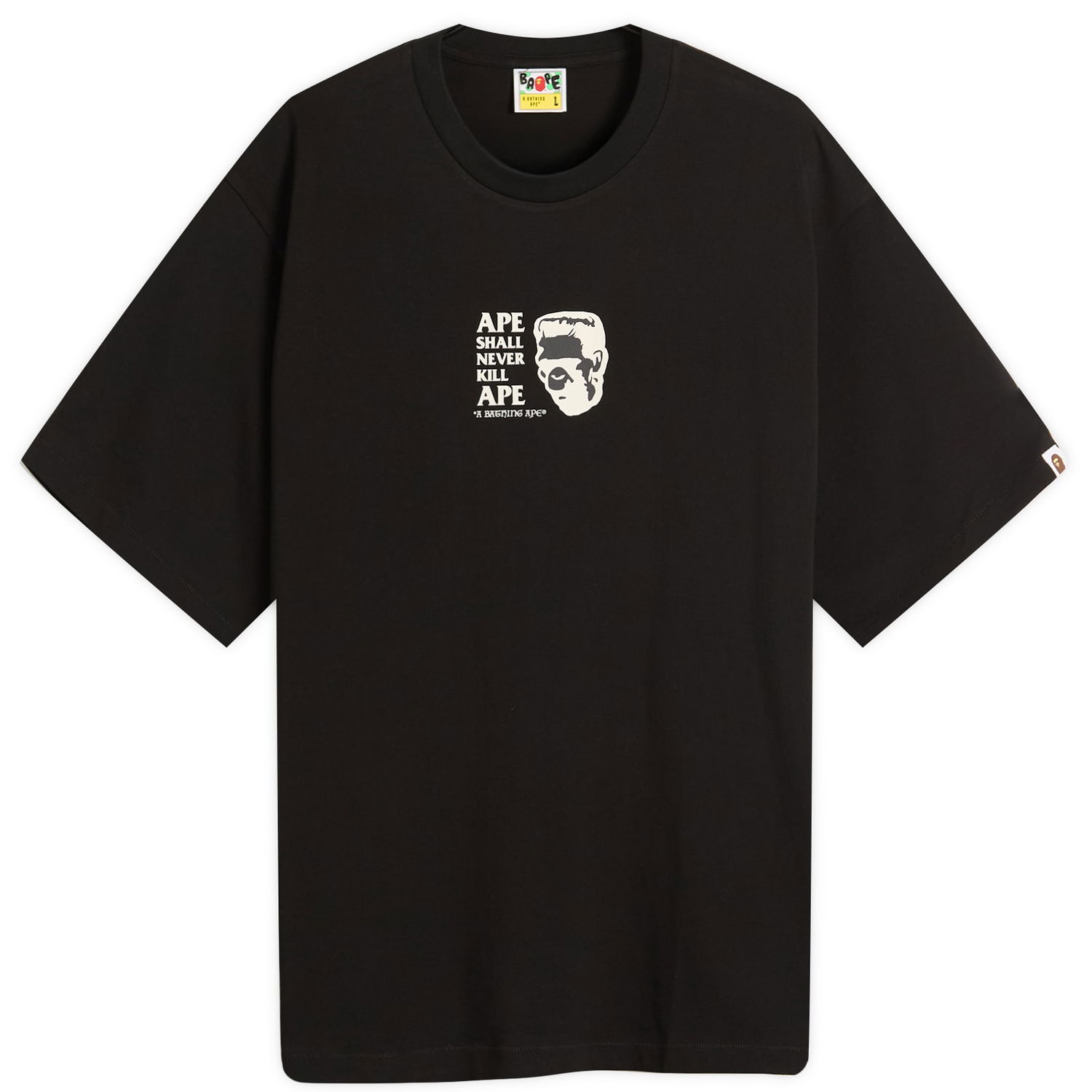 Тениска BAPE A Bathing Ape Frankenstein Graphic Tee, Size Small Черно | 001TEL801338M-BLK, 1