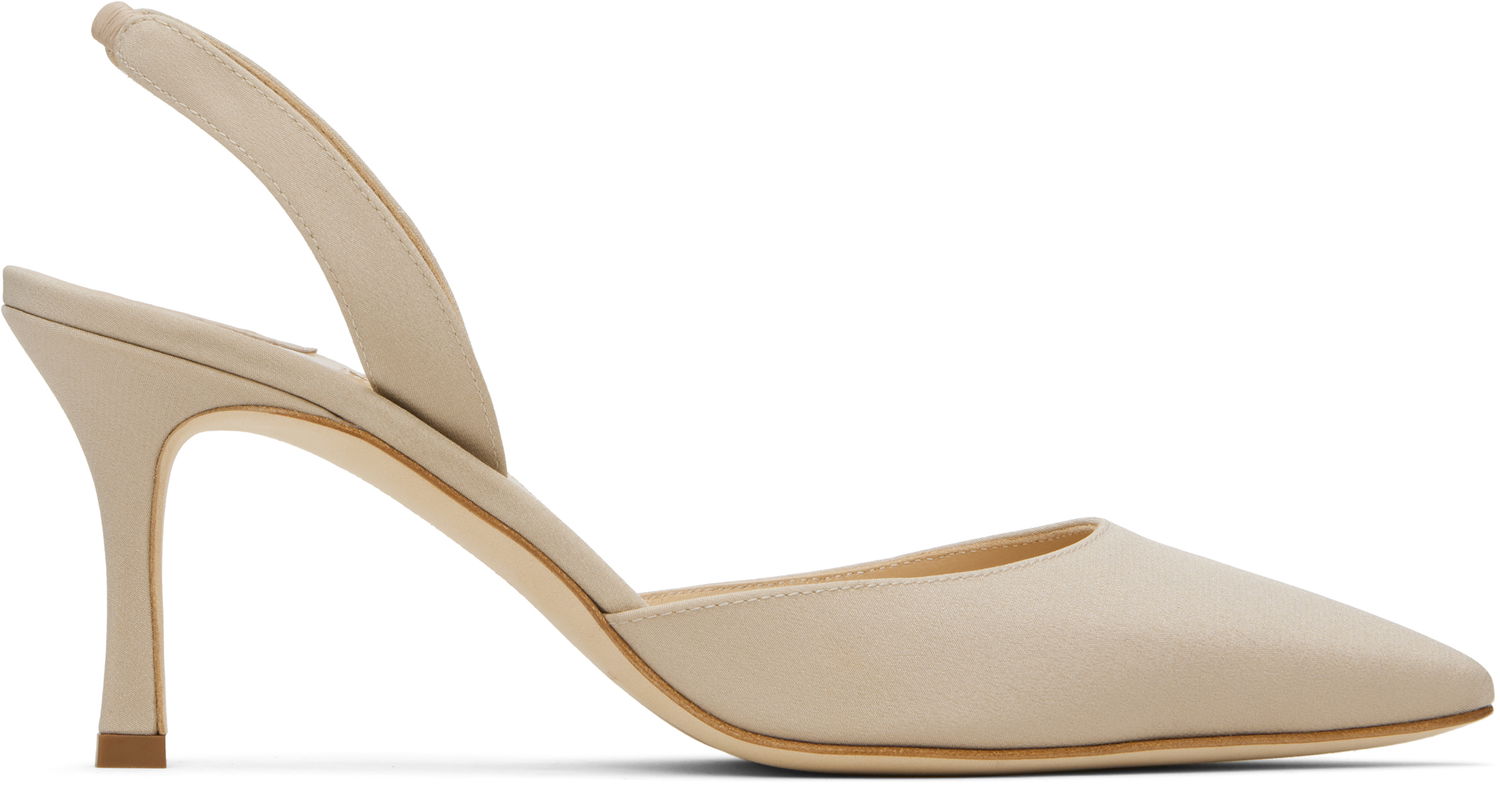 Аксесоари Manolo Blahnik Manolo Blahnik Carolyne 70 Slingback Heeled Sandals Бежово | 225-1891, 0