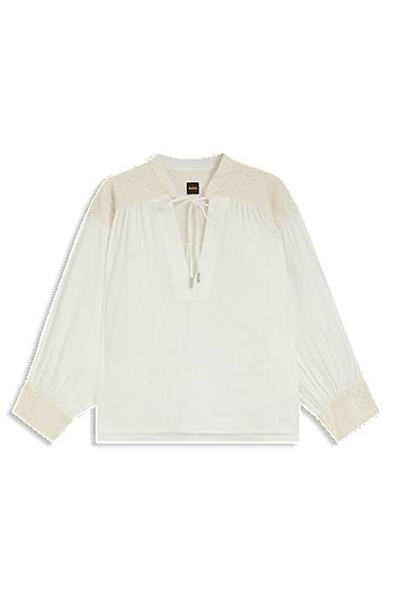 Риза BOSS Regular-Fit Dobby Cotton Voile Blouse Бяло | 50546176, 0