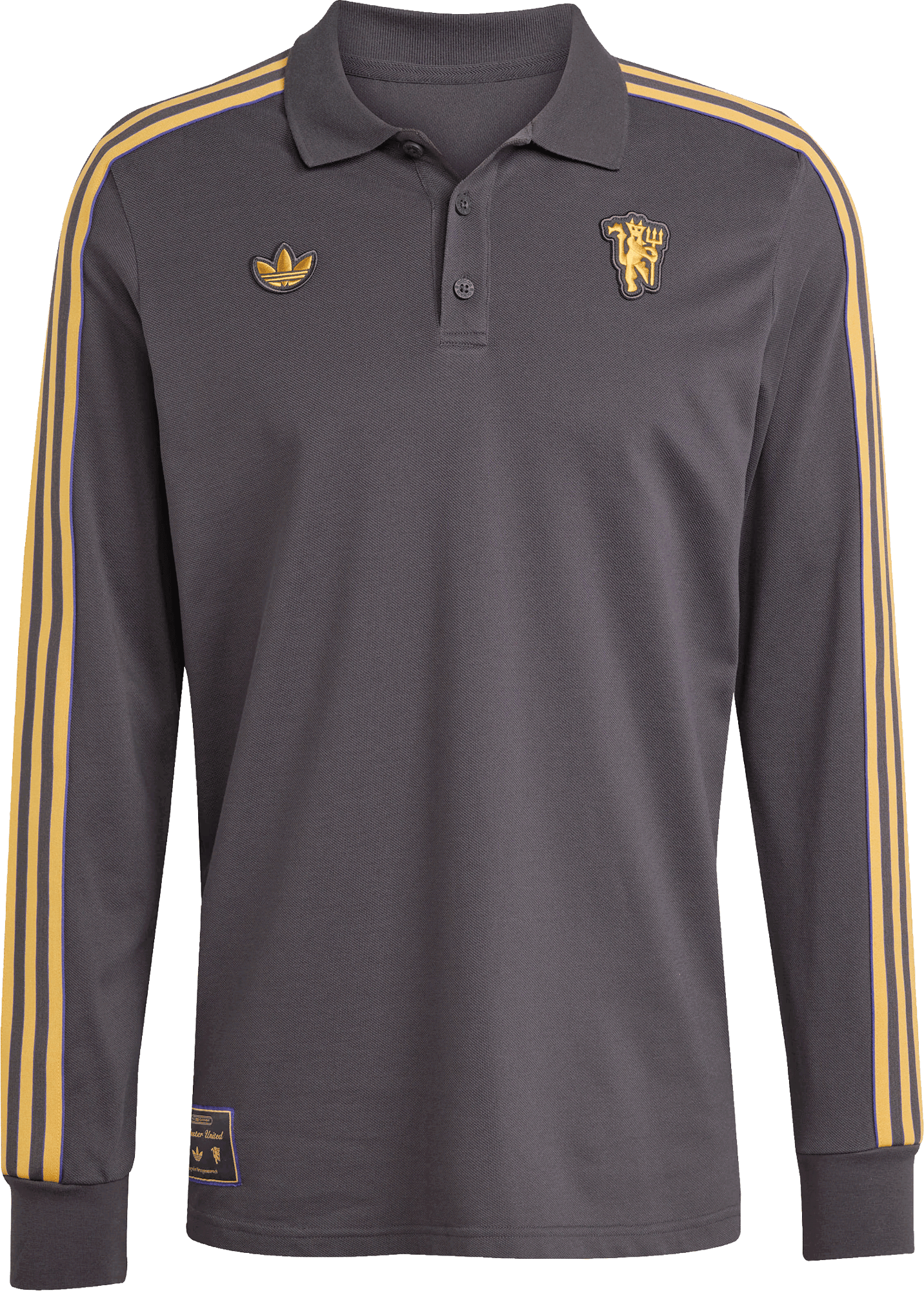 Поло тениска adidas Originals Manchester United Icon Long Sleeve Polo Shirt Сиво | jn2822, 0