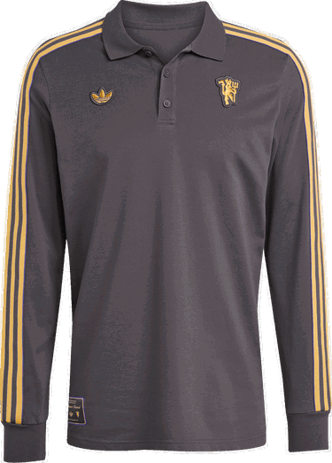 Поло тениска adidas Originals Manchester United Icon Long Sleeve Polo Shirt Сиво | jn2822, 0