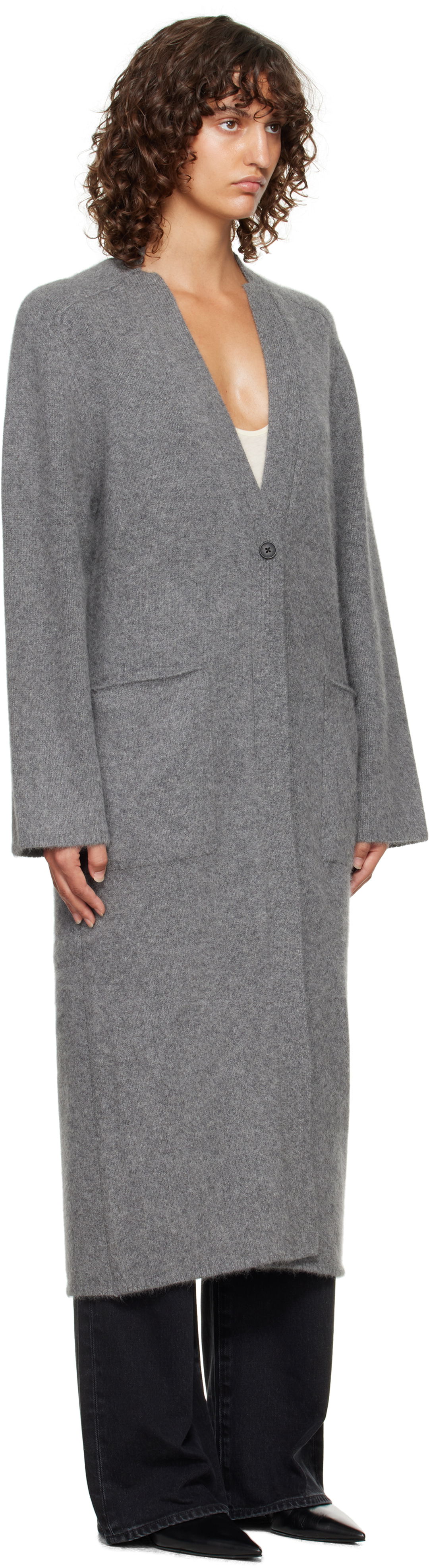 Пуловер Loulou de Saison Loulou de Saison Smet Yak Blend Maxi Cardigan Сиво | SMET, 1